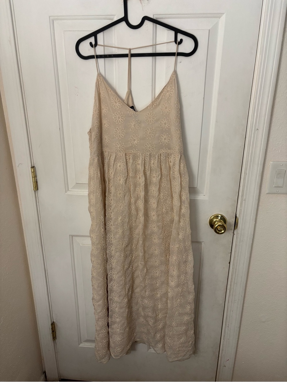 Zara Cream Embroidered Maxi Dress